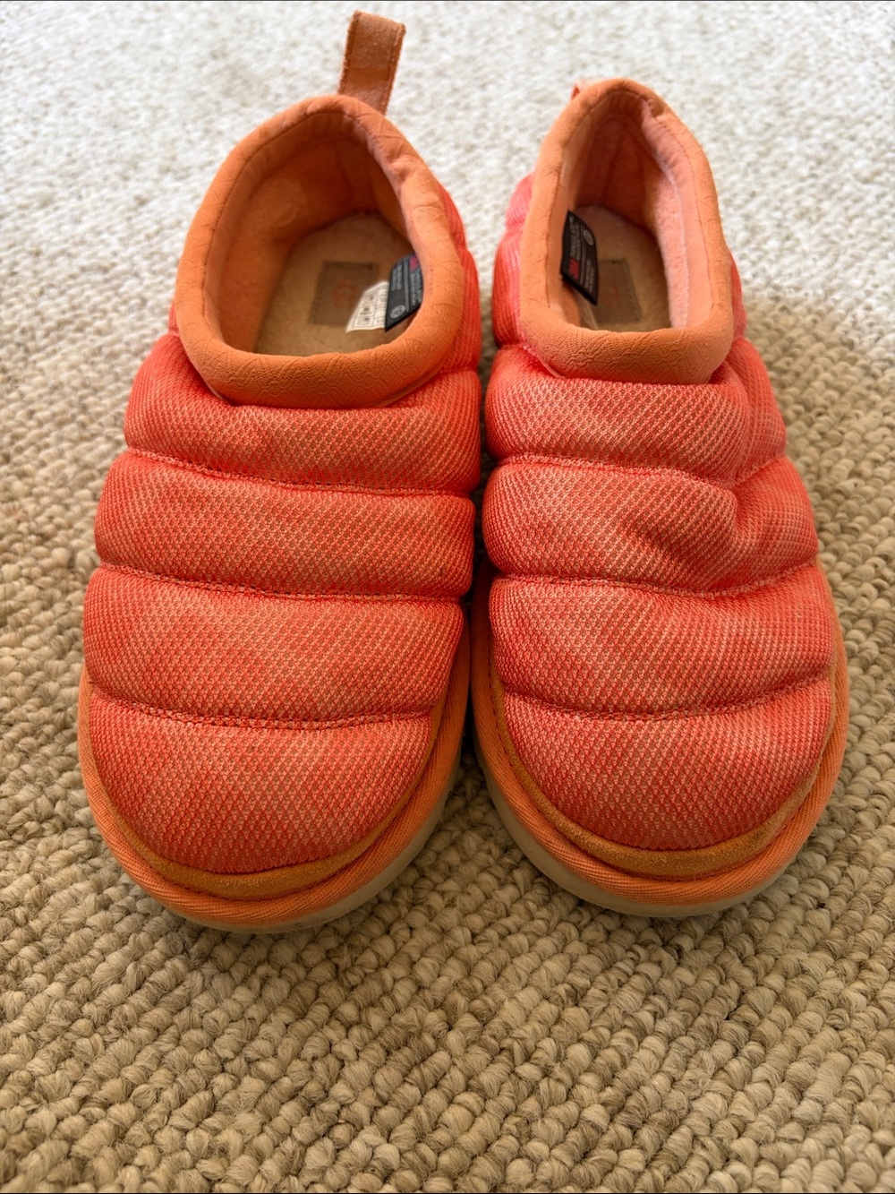 UGG Coral Quilted Slip-On Moccasins Puffer Orange